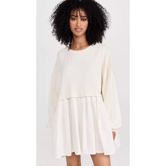 Free People Eleanor Sweatshirt Tunic Dress Oversized Cotton Solid XS NEW - Picture 2 of 10